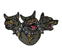 Iron-On Patch - Fluffy The Helldog | Dog Patches, Hell Iron-On Patch Wolf Patches, Three-Headed Dog Patch Devil Biker Large Back Patch Finally Home, brown