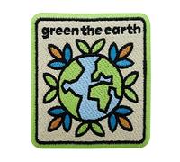Iron-on Patch - Green The Earth | World Planet, Earth Globe Patch, Climate Iron on Patches, Plants Embroidery Patch, Nature ironable Patch, Environment Badges Finally Home