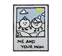 Iron-on Patch - Me and Your Mom | Photo Retro Patch, Funny Mother Embroidery Patch, Old School ironable Patch, Saying Vintage Badges Finally Home, white, blue