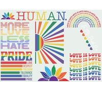 Iron-On Patch Set Pride Rainbow DIN A3 - Iron-On Patch, Colourful, LGBTQ, Human, More Love Less Hate, Love is Love, DIY Clothing, Textile Transfer, Bags, Jackets, Hoodies, Festival