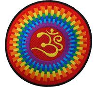 Iron On Patch Sew On Badge Embroidered Aum Om Buddhist Hinduism Buddhism Rainbow