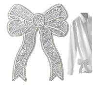 Iron-on Patch with Bow - Decorative Side Bow | Cute Applique Motif 12.9 x 10.3 cm | Self Adhesive Fabric Ornament, Heat Sealable Garment | Fashion Embellishment