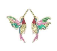 Iron On Patches 1 Pair Exquisite Sequin Embroidered Hummingbird Patches for Clothing Sew on Clothes Stripes Badge Appliques Stickers Motif