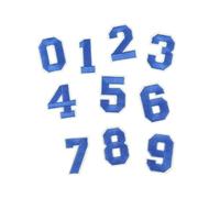 Iron On Patches 10pcs Black,White,Red,Blue 0~9 Number Letter Applique Patch,Digit Fabric Embroidery Iron On Patches for Jersey Badges(Blue)