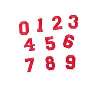 Iron On Patches 10pcs Black,White,Red,Blue 0~9 Number Letter Applique Patch,Digit Fabric Embroidery Iron On Patches for Jersey Badges(Red)