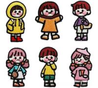 Iron on Patches 10pcs Handmade Embroidery Cute Little Girl Patch Sticker DIY Dress Up Accessories Boy Chapter(Color 7(1set))