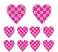 Iron on Patches 10Pcs Hot Pink Series Embroidery Patch DIY Cartoon Cat Leopard Love Flame Iron On Patches for Clothing Sew Applique(PE9780CT)
