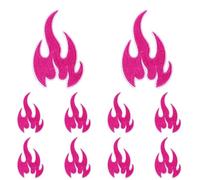 Iron On Patches 10Pcs Hot Pink Series Embroidery Patch DIY Cartoon Cat Leopard Love Flame Iron On Patches for Clothing Sew Applique(PE9773CT)