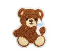 Iron On Patches 10pcs Plush Bear Embroidery Cloth Sticker Cute Red Panda Towel Patch Clothes Decorative Label Curly Lion(Color 6)