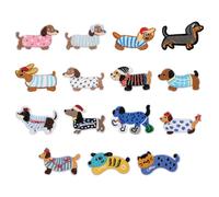 Iron on Patches, 15 Pack Assorted Dachshund Pattern Embroidered Patch Small Iron on Transfers Cute Dog Applique Stickers Puppy Sew on Patches for Jeans Clothing Hat Backpack Canvas Shoes (S1)
