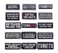 Iron On Patches 15pcs Assorted Iron On Word Patches For Motorcycle Biker Vest Different Slogan Letter Patch For Backpacks Sew On Appliques For Jeans J