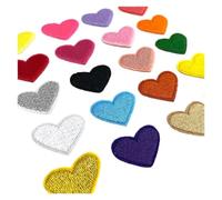Iron On Patches 30pcs Patches Heart for Clothing Iron On Lot Sew Parches Embroidered Bulk Pink Red Blue Black Cute Small Pack