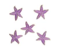 Iron On Patches 5PC,13PC Underwater World Animals,Cartoon Starfish,Shark,Seahorse Fabric Applique Embroidery Iron On Patches,DIY Sewing Supplies(5PCS-Starfish-Purple)