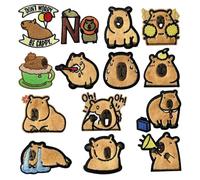 Iron-On Patches Animals Capybara Shape Iron-On Patches for Backpacks Cute Appliques 14 Pieces for Hats Jackets Backpacks Teenagers Students Animal Lovers Fashion Designer