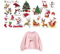 Iron On Patches Christmas Series 4 Sheets 18 Pcs DIY Applique Patches Heat Transfer Stickers For Clothes Jeans Bag Decor