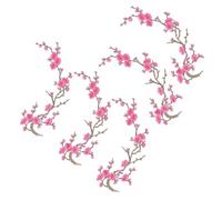Iron on Patches, Embroidered Floral Designs, 15.35 X 5.12in Plum Blossom Sewing Set, Adhesive Fabric Appliques, Authentic Craft Accessories for Hats, Cheerleading, Uniforms, Sports Teams