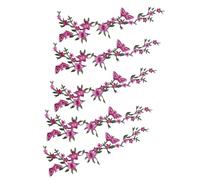 Iron-On Patches - Embroidered Flower Butterfly Sew On Patch | 5 Pieces Handmade Textile Decorations for Art Creation Decals Jackets Shirts Bags Hats