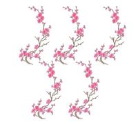 Iron on Patches Embroidered Patches 5 Pieces with Adhesive Fabric Back for Sewing Plum Blossom Fabric for Cheerleader Uniform Denim Jacket