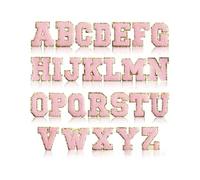Iron on Patches for Clothing 2Sets A-Z 6Cm Towel Embroidery Pink English Letter Embroidery Sticker Ironing 26 Letters