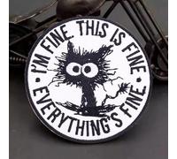 Iron On Patches, Funny Cat Embroidered Jean Patches, I'm Fine.This is Fine.Everything's Fine Sew On Patches, Applique Iron On Patches for Clothes, Vest Jackets, Jeans, Backpacks, Clothing & Hats.