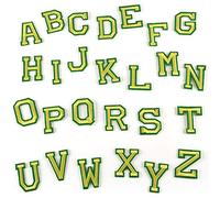 Iron on Patches Letters 26pcs A-Z Alphabet Patches Animal Shaped DIY Motif Iron On Or Sew On Patches Appliques for Jeans Jackets Backpacks(Yellow)