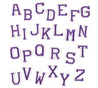 Iron on Patches Letters 26pcs A-Z Alphabet Patches Animal Shaped DIY Motif Iron On Or Sew On Patches Appliques for Jeans Jackets Backpacks(Purple)