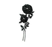 Iron On Patches Multicolor Handmade Beaded Rose Breast Flowers . Sparkling Rhinestone Patchs . Wedding Dress DIY Embroidery 3D Appliques(Black)