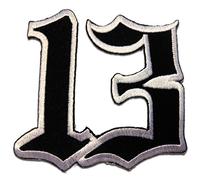 Iron on Patches - Number 13 Thirteen Lucky Number 13 - Several Colors Selectable - 6 x 6 cm - by catch-the-patch® Application Embroided Patch Badges, Color:Black/White