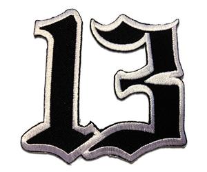 Iron on Patches - Number 13 Thirteen Lucky Number 13 - Several Colors Selectable - 6 x 6 cm - by catch-the-patch® Application Embroided Patch Badges, Color:Black/White