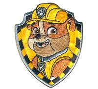 Iron on Patches - Paw Patrol 'Rubble' - Yellow - 7x6cm - Application Embroided Patch Badges