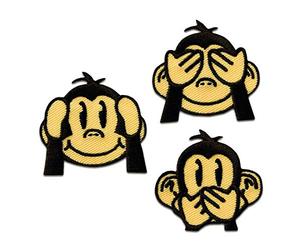 Iron on Patches - Set Three Monkeys Brown ca. 3,5x3,5cm - Application Embroided Patch Badges by Catch-The-Patch®