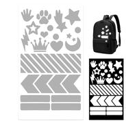 Iron On Reflective Stickers for Clothes, High Visibility Safety Reflective Stickers, Silver Heat Transfer Patches, Washable DIY Custom Clothing Decal for Jackets, Bags, Hats & Running Gear(Style 1+2)