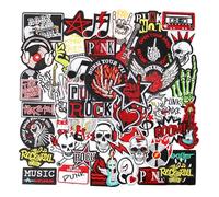 Iron On Rock Band Patches for Clothing: Meneng 45Pcs Assorted Cool Punk Embroidered Patch for DIY Crafts - Vintage Skull Metal Music Sew On Appliques for Jackets Vests Hats Backpacks Shirts