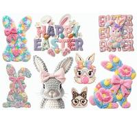 Iron-On Transfer Set Easter - 7 Designs on DIN A3 - Rabbits & Happy Easter - Made in Germany, T-shirt, Jumper, Body, Children's Birthday, DIY, Gift, Easter Gift, Iron-On Rabbit Spring