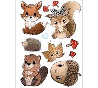 Iron-On Transfer Set for Textiles, DIN A4, Children, Girls, Boys, Dinosaur, Unicorn, Forest Animals, Iron-On Patch for Iron, Various Designs, Iron-On Transfer Pictures (37 - Autumn Forest Animals)
