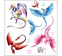 Iron-On Transfer Set for Textiles, DIN A4, Children, Girls, Boys, Dinosaur, Unicorn, Forest Animals, Large, Small, Iron-On Patch for Iron-On Various Designs, Iron-On Transfer Pictures (28 - Dragon