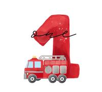 Iron-On Transfers Birthday Numbers 1 2 3 4 5 6 7 8 9 with Fire Brigade, Iron-On for Children's Birthday, T-Shirt, DIY Gift, Birthday Number, Iron on (Birthday Number 1)