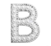 Iron On White Pearl Letter Patch for Wedding Jacket(B) | 10.5x3cm size, 22g weight, backing, easy heat transfer, custom letter selection A-Z