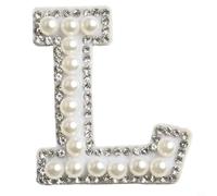 Iron On White Pearl Letter Patch for Wedding Jacket(L) | 10.5x3cm size, 22g weight, backing, easy heat transfer, custom letter selection A-Z