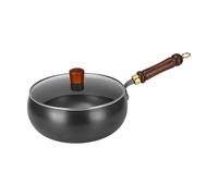 Iron Pan - Non Stick Induction Frying Pan | Induction Pa-n with Lid | Professional Big Belly Uncoated Cookware for Egg Steak Chicken Shrimp Fish Frying Kitchen Outdoor Camping Cooking