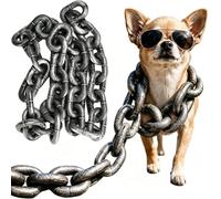 Iron Paw Chain Leash, Lightweight Big Chain Leash For Small Dog Funny, Plastic Imitating Chains Looks Strong and Heavy for Small Dog/Cat Photo Props (Silver, L-3m)