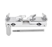 Iron Percussion Drum Set Connecting Clamp Holder, Silver, with 12cm Rod, for Cowbell Attachment - Sturdy Construction, Shining Finish, Easy Drum Setup for Enthusiasts