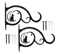 Iron Plant Hangers Outdoor, Wall Mounted Brackets, 2 Pack Rustproof Vintage Hook Holders, Heavy Duty Bracket, for Hanging Flower Baskets Lanterns Wind Chimes Bird Feeders Garden Patio Porch Decor