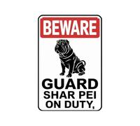 Iron Poster Painting Beware Shar Pei Guard Dog Shar Pei Retro Iron Signs Not Easy To Rust Metal Sign For Bar Hotel Living 20X30Cm