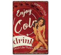 Iron Poster Painting Enjoy Colo Sexy Girl Drink Like There'S No Tomorrow Exquisite And Beautiful Iron Signs Not Easy To Deform Posteration For Garage Coffee Club 20X30Cm