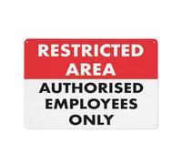 Iron Poster Painting Restricted Area Authorised Employees Only Decor Metal Tin Sign Exquisite And Beautiful Posteration For Shop Bathroom Garage 20X30Cm