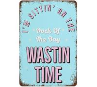 Iron Poster Painting Sitting On The Dock Of The Bay Lyrics Print Reading Inspired Music Housewarming Funny Metal Tin Sign Exquisite And Beautiful Iron Signs For Shop Bar Restaurant 20X30Cm