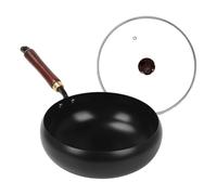 Iron Pot | Non-Stick Frying Pan with Lid - Professional Big Belly Uncoated Cookware for Egg Steak Chicken Shrimp Fish Frying Kitchen Outdoor Camping Cooking