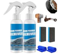 Iron Powder Remover Spray, Car Heavy Duty Rust Remover Spray, Iron Removers Cleaner, Fast Acting Car Rust Removal Sprays, Multifunctional Paint Cleaner, for Metal, Bikes, Tools, Furniture (2PCS, 2)