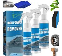 Iron Powder Remover Spray, Multi-functional Quick-Acting Rust Removal Spray, Car Rust & Iron Particle Remover Spray, Multipurpose Iron Spray for Wheels, Metal Tools, Chains, Stainless Steel (3Pcs)
